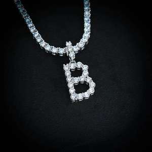 Collar Personalizado de Plata 925 con Letra de Moissanita, Estilo Hip Hop, Diseño Simple, Joyería para Regalo de Fiesta - Product Image 1