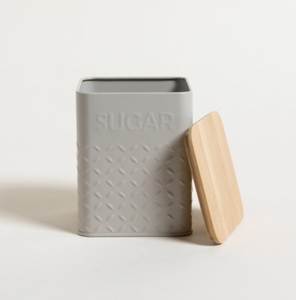 Retro Green Metal Sugar Canister With Flip Top Lid Airtight <b>Kitchen</b> <b>Storage</b> <b>Container</b> Rectangle Shape Freshness Preservation - Product Image 3