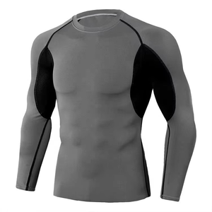 Unisex Full Sleeve Rash Guard <b>Compression</b> <b>Shirt</b> Quick Dry Polyester Sportswear Fitness Training Top <b>Black</b> UPF50+ Anti-Bacterial - Product Image 2