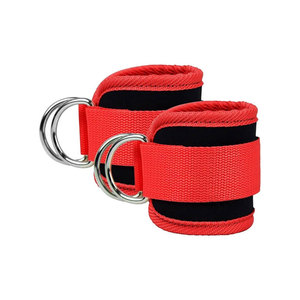 Adjustable Nylon <b>Ankle</b> Guards with Double Ring Closure for Protection Unisex Red and Black Set with Drawstring Bag - Product Image 2