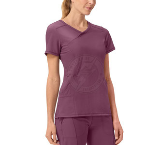 2026 Lightweight Cotton <b>Scrub</b> Women Mock Wrap <b>Tops</b> Premium Quality Hospital Use OEM Custom Service New Arrival - Product Image 3