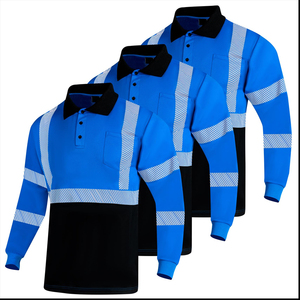 Camiseta Polo de Alta Visibilidad con Mangas Largas, Fabricada con Cinta Reflectante y Tela Elástica, Ropa de Trabajo Cómoda, Camisetas Polo de Alta Visibilidad - Product Image 4