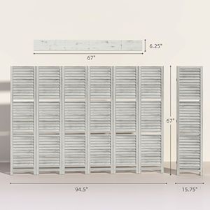 Separador de ambientes de madera blanca de 67 pulgadas de alto con 3 estantes plegables para dormitorio, 6 paneles, biombos separadores de ambientes - Product Image 3