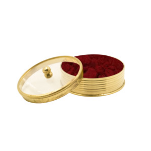 Porta Kumkum Redondo de Latón con Tapa para Pooja, Regalos y Decoración Elegante del Hogar - Product Image 3
