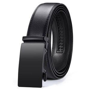 Ceinture automatique en cuir véritable, couleur unie, en cuir de vachette, boucle rectangulaire en fer, style décontracté, durable, écologique, robuste - Product Image 1