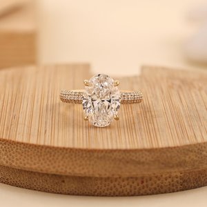 แหวนหมั้นมอสซาไนต์ ดีไซน์หรูหรา แหวนขอแต่งงาน เงินแท้ 925 ชุบทอง 14K ของขวัญเครื่องประดับ - Product Image 1