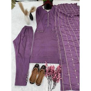 เสื้อชิ้นบนประดับมุกลายปักเลื่อมเลื่อมเลื่อมสีม่วงดูฮัตตา - Product Image 3