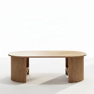 Table basse en bois massif cannelé pour salon, vente en gros B2B - Product Image 3