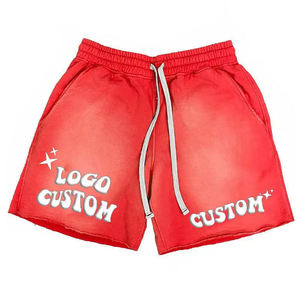 Custom Embroidered <b>Red</b> <b>Men's</b> <b>Shorts</b> With Logo Front Drawstring Casual Style - Product Image 2