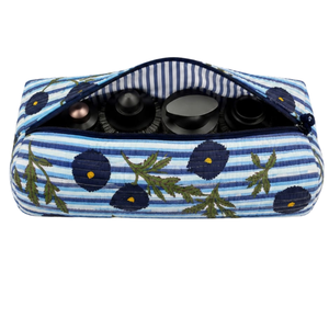 Estuche de Viaje Acolchado de Algodón Ecológico con Estampado Floral a Rayas Hecho a Mano en Jaipur, para Secador de Pelo Dyson, Ideal para Regalo - Product Image 1