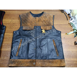 Chaleco de Cuero Personalizado para Hombre, Corte Diamante, Cuero Genuino/Cuero de Gamuza, Chaleco de Motociclista - Product Image 2