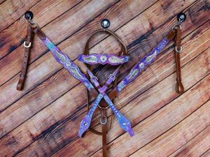 Conjunto de cabezada y pechera de cuero holográfico de cocodrilo estilo western con flecos plateados y diamantes de imitación, superventas 2026 - Product Image 4