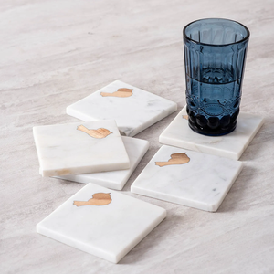 Eco-Friendly Artisan <b>Marble</b> Drink Coasters Durable <b>Square</b> Natural Stone Craft Minimalist Design Washable - Product Image 1