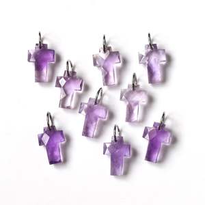 Pendentif Croix Sainte en Améthyste Rose AAA, Charme en Argent 925 Sculpté à la Main, pour Fabrication de Bijoux, Vente en Gros - Product Image 6