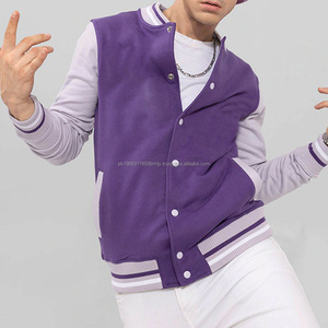 Chaquetas de hombre al por mayor estilo Varsity primavera tela de lana suave mangas de cuero cierre de cremallera prendas de vestir exteriores hechas a medida a prueba de viento - Product Image 4