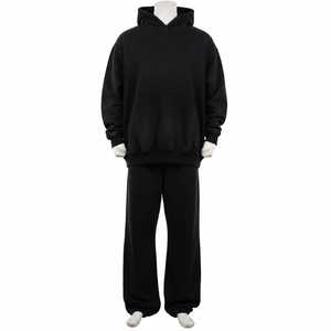 Ensemble de survêtement en molleton de coton pour homme et femme, tissu doux, chaud, respirant, confortable, décontracté, pour tous les jours, sweat-shirt et pantalon de jogging - Product Image 1