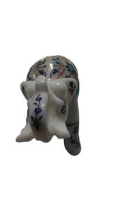 Sculpture d'accent en marbre antique avec incrustation de coquillages floraux gravés à la main, décoration en pierre artisanale, travail artisanal indien de qualité supérieure - Product Image 2