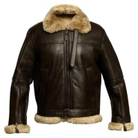 Veste bomber en cuir B3 faite à la main pour hommes, manteau d'aviateur en peau de mouton