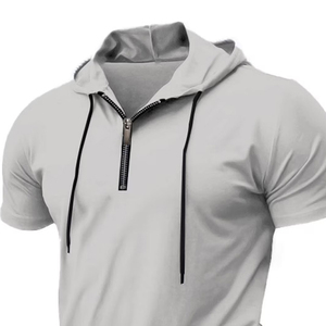 Wholesale Short Sleeve Hoodies OEM ODM Custom Printed Hooded Sweatshirt Lightweight Casual Fashion Hoodies Manufacturers - Product Image 4