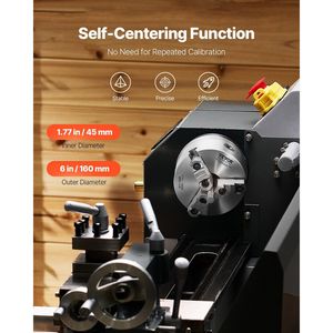 Mandrino per tornio a 3 griffe da 6 pollici (160 mm) con piastra di supporto autocentrante filettata da 1 1/2 pollici-8, 0,12-5,71 (3-145 mm) Clampi - Product Image 3