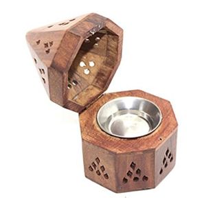 Brûleur d'encens en bois de luxe, brûleur de Bakhoor arabe, Mubkhar artisanal en bois, support pour cônes d'encens Oud, décoration d'intérieur - Product Image 1