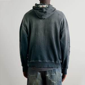 Nueva sudadera de moda para invierno, cálida, con pedrería, 100% algodón, forro polar, cuello con cremallera tipo embudo, estilo urbano para hombre, ecológica. - Product Image 5