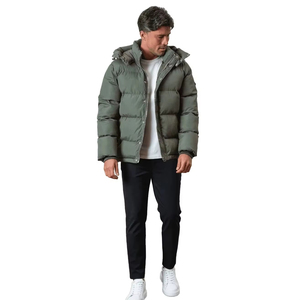 <b>Men's</b> Hooded <b>Parka</b> Jacket Solid Color Standard Polyester Zipper Closure Casual Outerwear Regular Fit Straight Body <b>Winter</b> <b>Coat</b> - Product Image 3