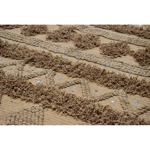 Handwoven Moroccan <b>Boho</b> Geometric Flatweave Wool <b>Rug</b> with Sequins and Fringe for Home - Product Image 3