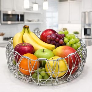 Panier à fruits en fil d'acier inoxydable, vente en gros, directement de l'usine, organisateur de rangement pour comptoir de cuisine, support à fruits en fil métallique peu encombrant - Product Image 6