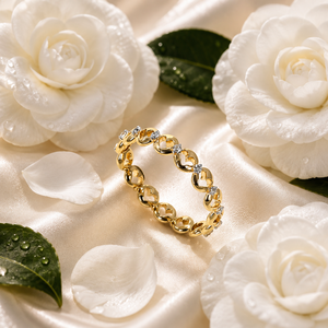 Anillo de Eternidad con Diamante Cultivado en Laboratorio de Corte Redondo con Diseño de Corazón en Oro de 10K, 14K, 18K, Plata 925, 935, Joyería Fina Personalizada - Product Image 1