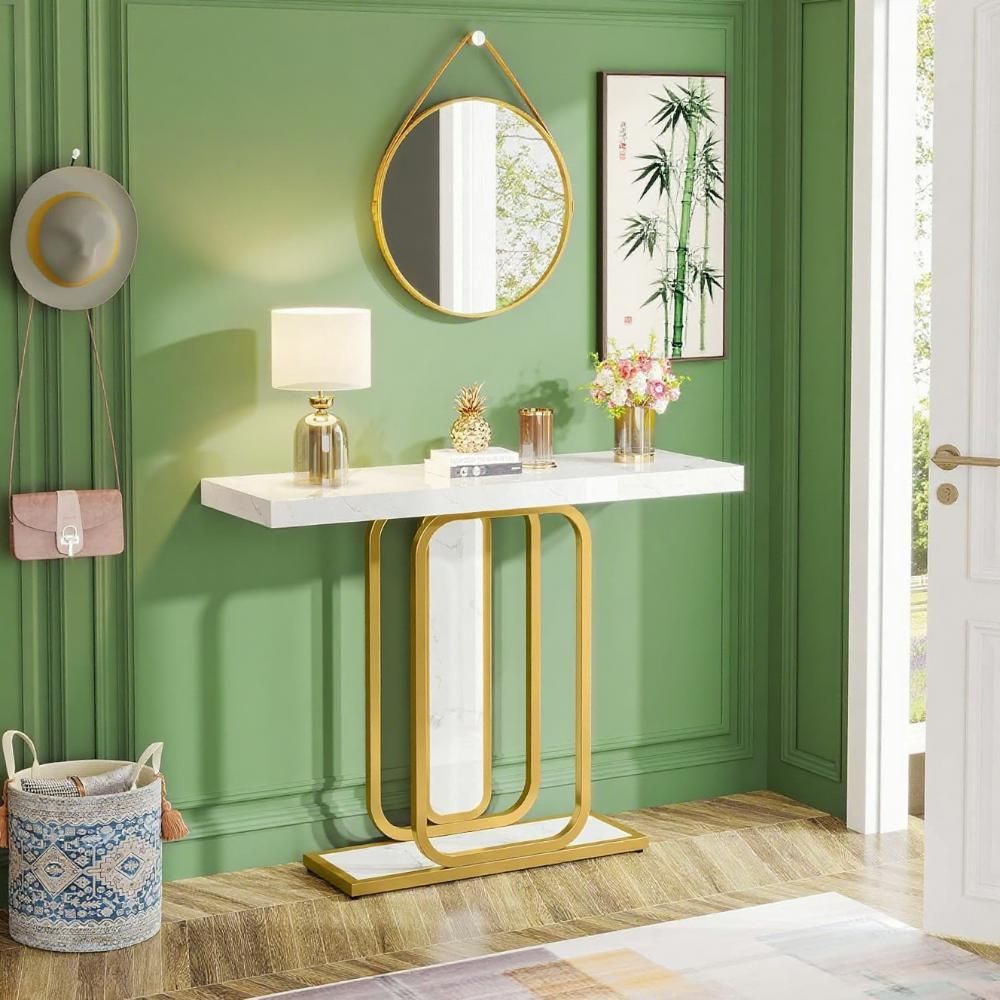 Faux Marble White and Gold Color
