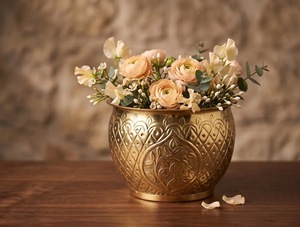 Durable Eco-Friendly Brass Metal Hammered Modern Customized Flower <b>Pot</b> Planter Vase Plant <b>Stand</b> ILAHI's ICOMP-13330 1kg Not - Product Image 5