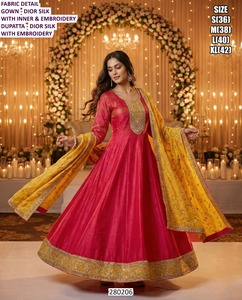 ชุดเดรสผ้าไหม Anarkali แบบดั้งเดิมสำหรับงานเทศกาล Ziya พร้อมคุณสมบัติป้องกันแสงแดดและแห้งเร็ว ทรงยาวคลุมเท้า กระชับพอดีตัว เหมาะสำหรับงานแต่งงานและงานปาร์ตี้ - Product Image 3