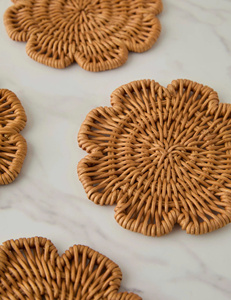 Ensemble de sous-verres en rotin tissé à la main, écologique, idéal pour la maison, le café et le bureau, matériau naturel de luxe - Product Image 2
