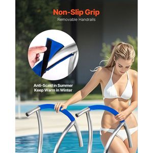 Set di 2 Corrimano per Piscina in Acciaio Inox 304, 76x76 cm, Capacità di Carico 375 lbs, Accessori per Piscina - Product Image 4