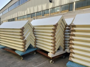 Paneles sándwich <span class=keywords><strong>Topolo</strong></span> de 10mm, núcleo de PU Exterior de Metal para paredes de techo de Villa, hoteles, casas avícolas, salas frías, hospitales, talleres - Product Image 2