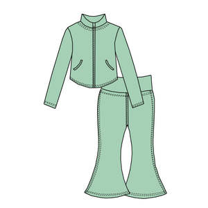 Ropa deportiva para niñas con logo personalizado, pantalones acampanados, chaqueta con cremallera completa, conjunto de 2 piezas para gimnasio, yoga y entrenamiento. - Product Image 2