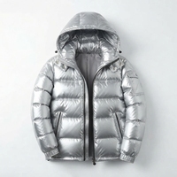 Blouson matelassé brillant à capuche pour homme – Manteau d'hiver tendance, chaud, résistant à l'eau, en nylon, personnalisable, décontracté, pour l'extérieur, vente en gros