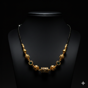 Mangalsutra de Oro Antiguo de 22K con Sello BIS - Collar Tradicional Hecho a Mano con Cuentas Negras en Oro Amarillo 916 - Product Image 2