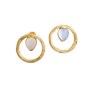 Pendientes Colgantes de Latón de Moda, Exportación, Cristal Curativo Genuino, Acabado Chapado en Oro de 18K, Hipoalergénicos, Seguros de Usar, Venta al por Mayor - Product Image 1