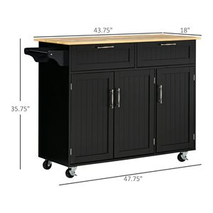 Carrello da Cucina Moderno in Rovere con Design Portatile, Finitura in Legno e Vetro/MDF/Marmo e Spazio di Archiviazione Regolabile - Product Image 3