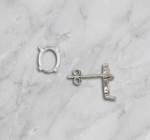 Expédition rapide, montures vides pour boucles d'oreilles ovales en argent sterling 925, prêtes pour la pose de pierres par un bijoutier - Product Image 1