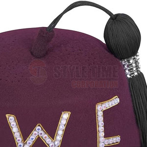 Gorro Fez Masónico Profesional para Funciones de Logia, Gorro Fez Masónico Rojo Tradicional con Bordado - Product Image 4