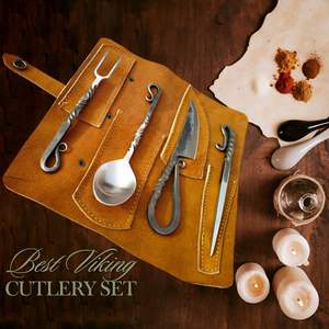 Ensemble de couverts viking en acier inoxydable de haute qualité, écologiques, personnalisables et faits à la main, pour cadeaux, vente en gros et livraison directe - Product Image 4