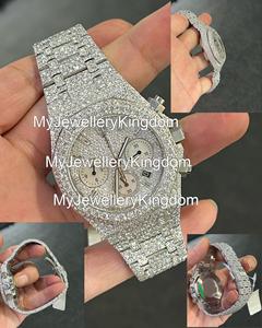 Montres automatiques de luxe pour hommes, entièrement serties de moissanite, cadran en verre, style bling-bling glacé - Product Image 1