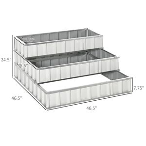 Fioriera Rialzata Quadrata in Metallo Bianco a 3 Livelli per Ortaggi e Erbe da Giardino - Kit Incluso Guanti - Product Image 3