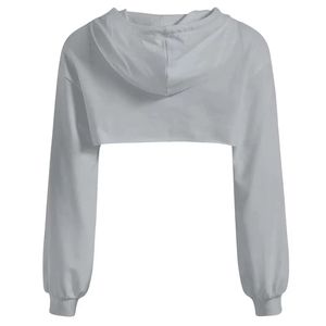 Sweat-shirt à capuche court en molleton noir 100 % coton pour femme, à manches longues, avec blocs de couleur, tricoté, idéal pour l'été - Product Image 3