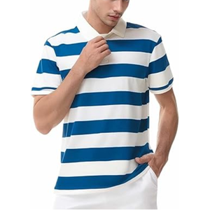 Camisa de Golf a Rayas para Hombre, 95% Poliéster, 5% Elastano, Manga Corta, Ligera, de Secado Rápido, Absorbe la Humedad, para Verano - Product Image 2