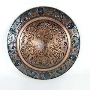 Plateau de service rond en acier inoxydable de style arabe, vaisselle antique personnalisée, assiette de présentation pour mariage et anniversaire - Product Image 1