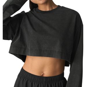 Sudadera Corta para Mujer, Manga Larga, Informal, para Gimnasio, Holgada, Ropa Deportiva, Logotipo Personalizado, OEM, Venta al Por Mayor - Product Image 4